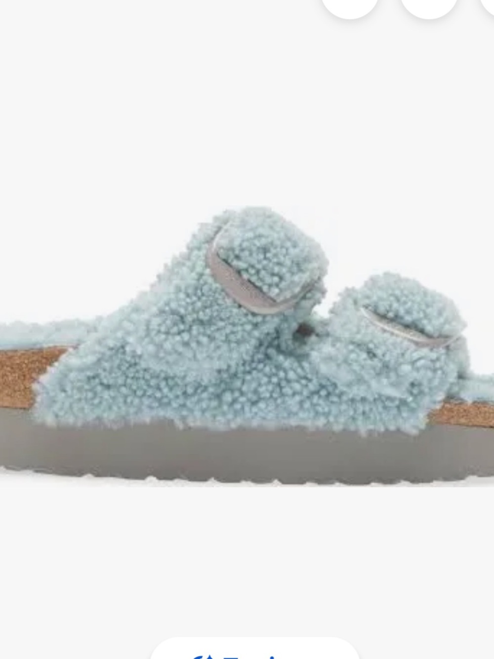 Papillio Birkenstock Arizona Big Buckle Blue Shearling Platform Slide Sandal-40 - Picture 9 of 13